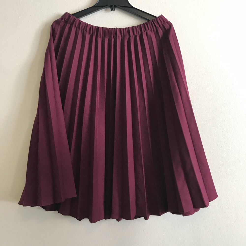 Maroon Pleated Skirt